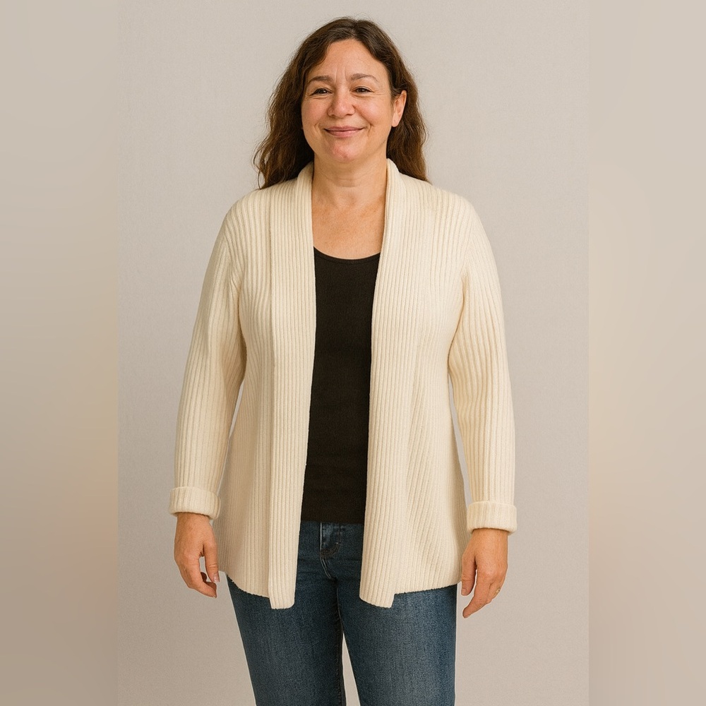 Per se by Carlisle off white ribbed cardigan.